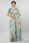 Lenin Floral Designer Saree with Ready-to-Wear Stitched Blouse - Special Price!