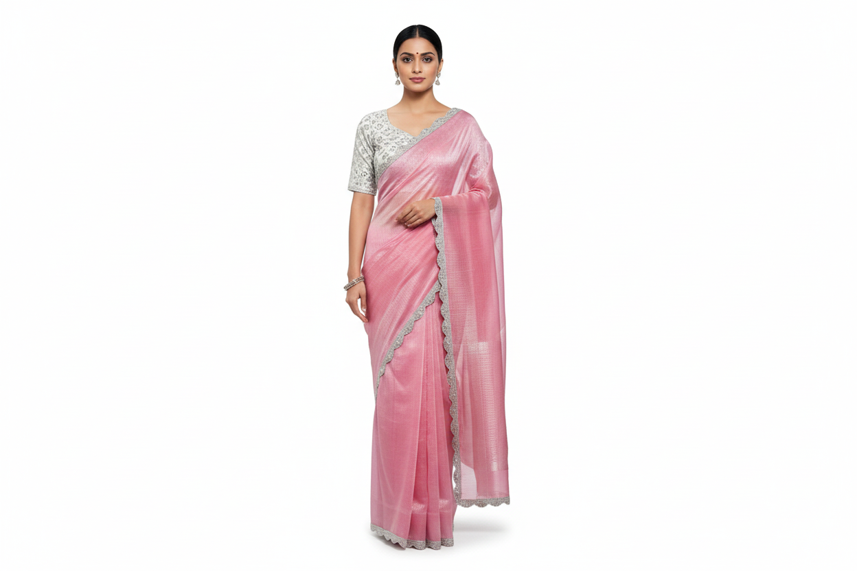 Shimmery Fancy Saree with Ready-to-Wear Blouse - Perfect for Parties