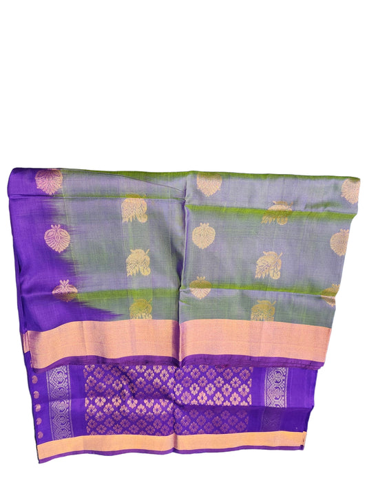 Handloom uppada pattu tissue saree with stiched blouse