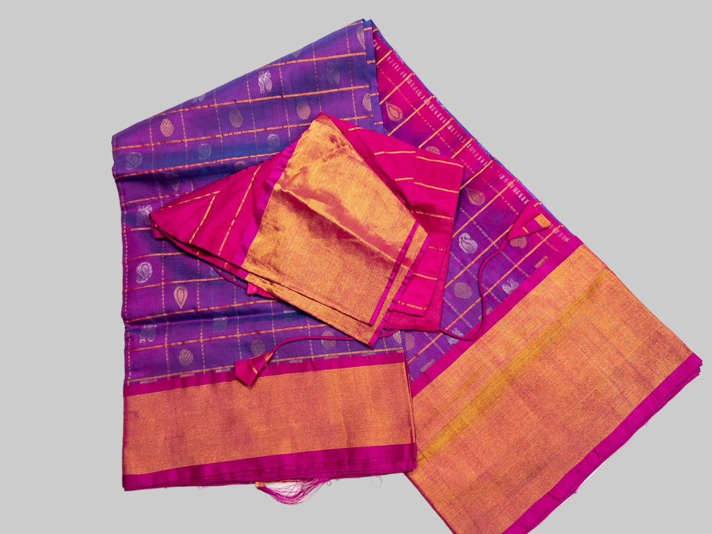 soft and striped purple combination of Handloom uppada pattu saree