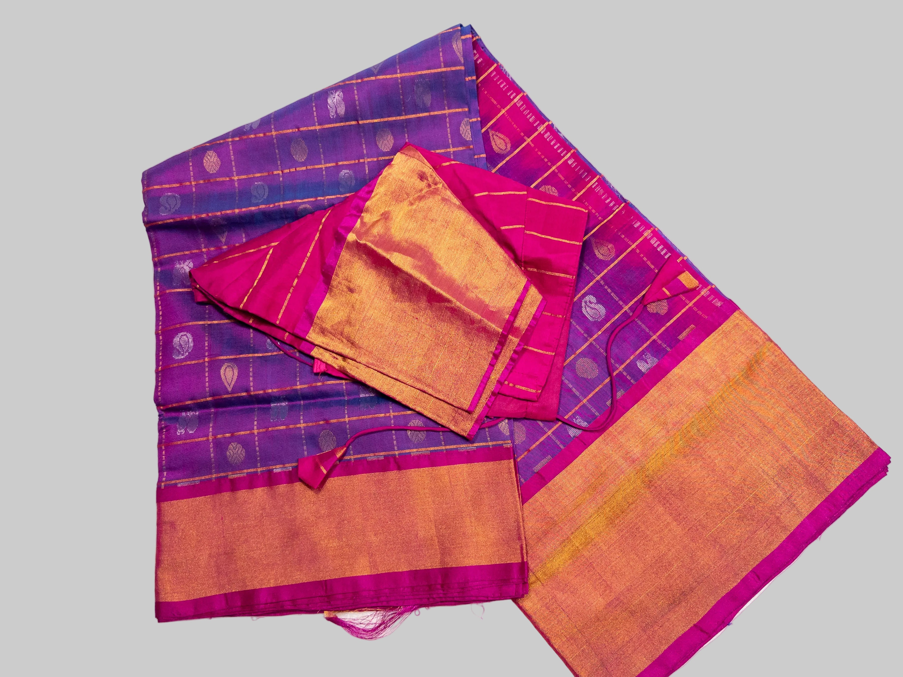 soft and striped purple combination of Handloom uppada pattu saree