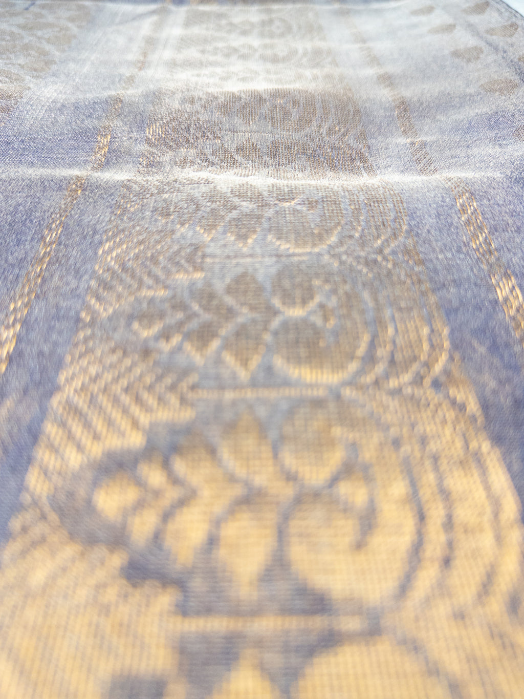 Gray and Green Handloom Uppada Pattu Tissue Saree - Elegant Dual Tone