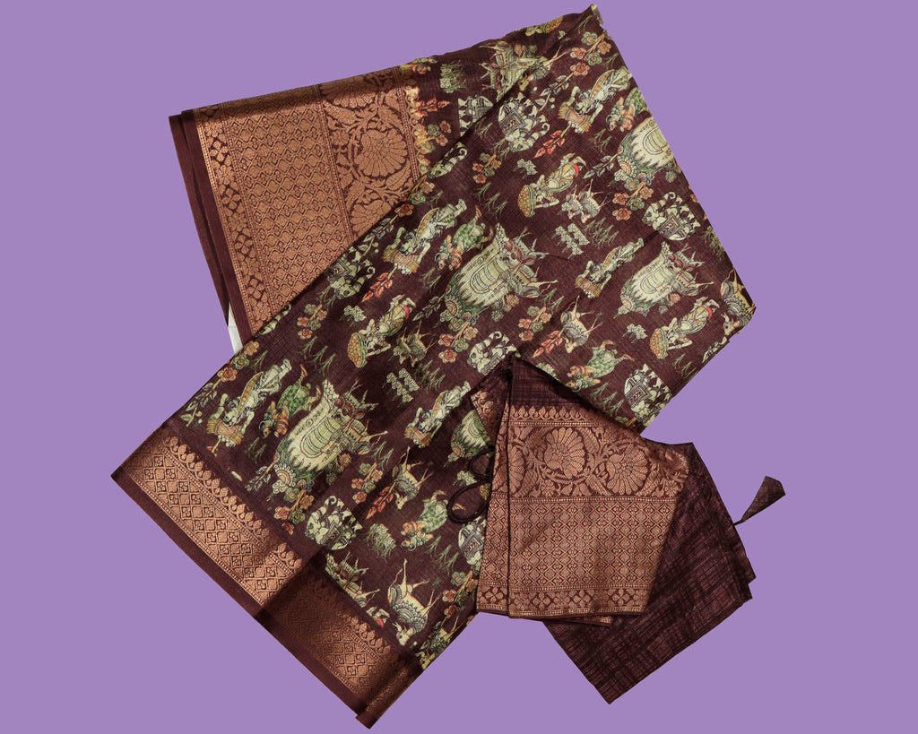 Comfy Kalamkari fancy saree with ready to wear blouse