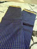 Kanchi Cotton Saree - Navy Blue with Gold Checks