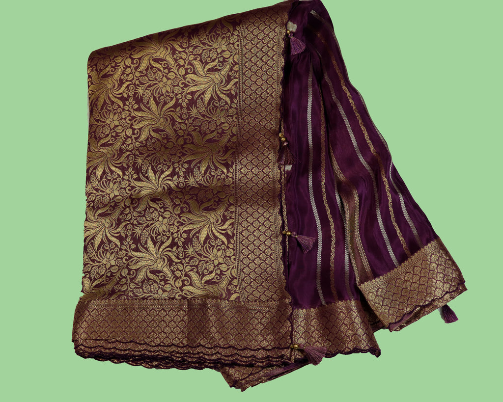 Designer soft purple and gold combination of traditional Rangkat Designer Saree