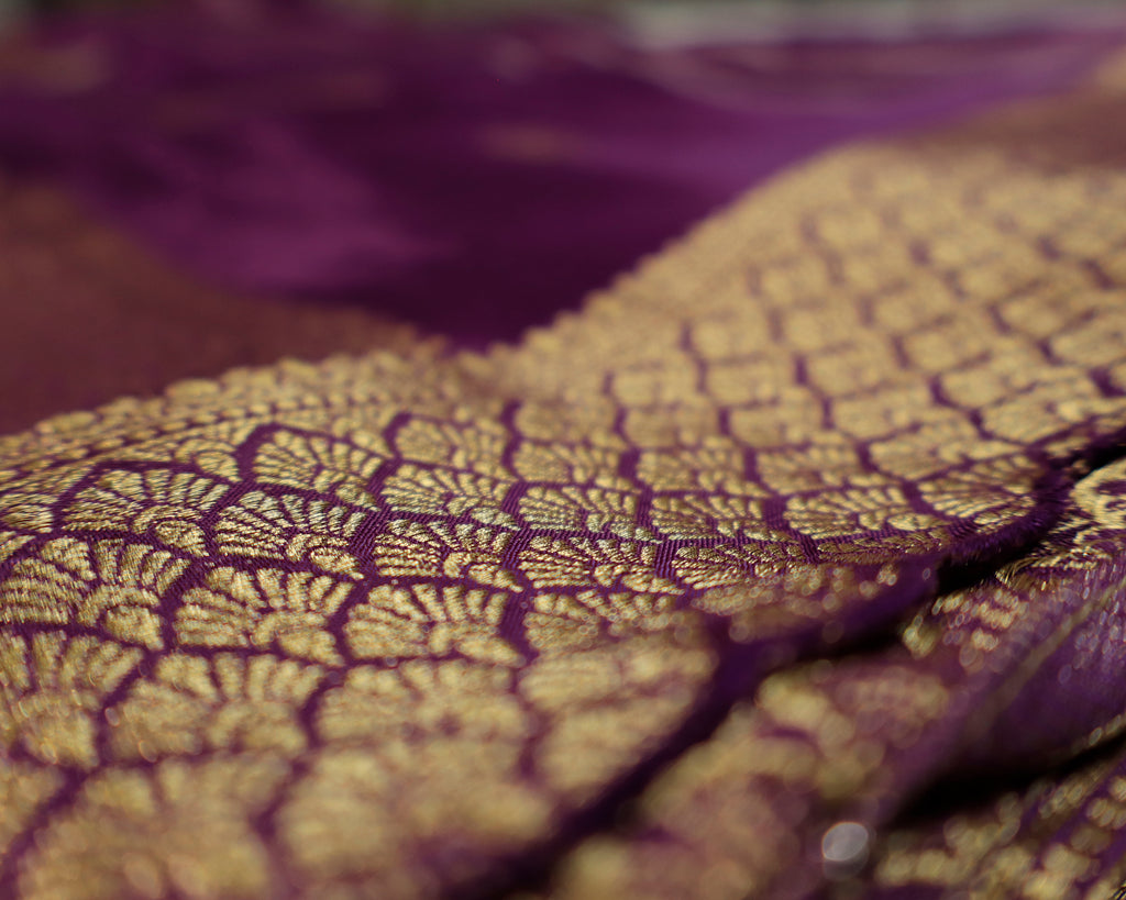 Designer soft purple and gold combination of traditional Rangkat Designer Saree