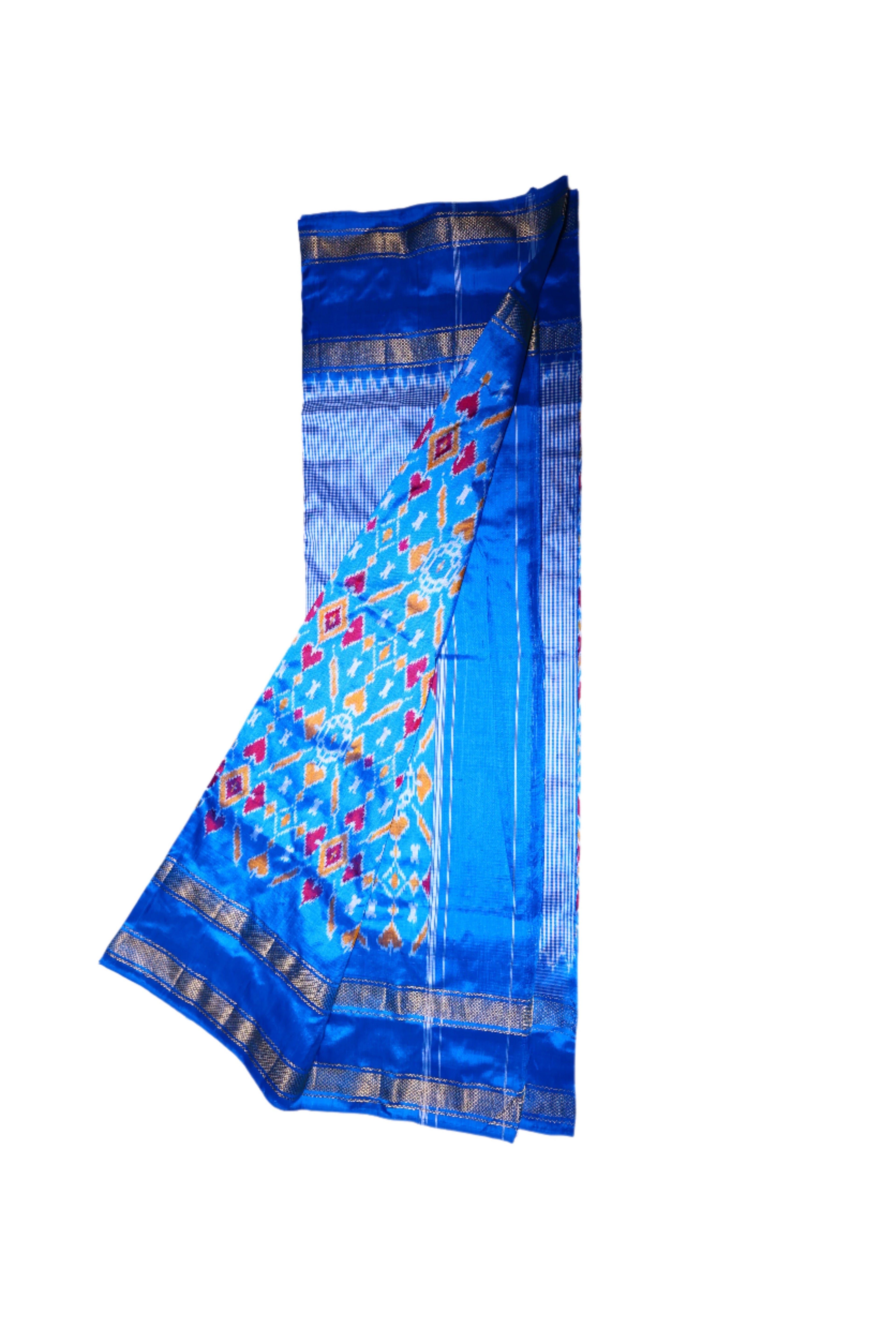 Handloom Pochampally Ikkat Pattu Saree - Premium Silk with Running Blouse