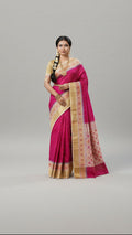 Handloom Pochampally Ikkat Pattu Saree - Premium Tissue Silk with Running Blouse