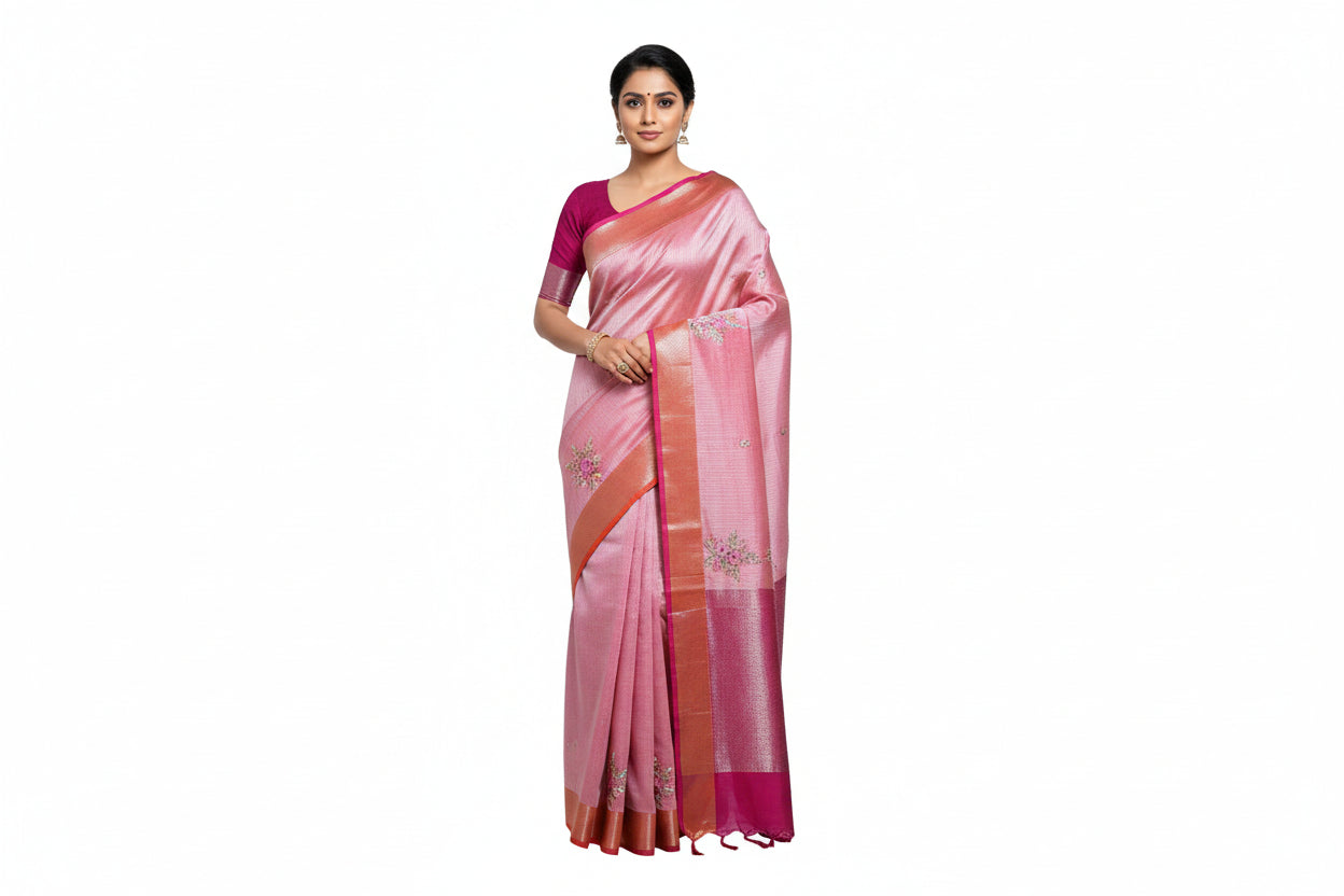 Kolkata Designer Kota Tissue Saree - Premium Party Wear Silk Saree