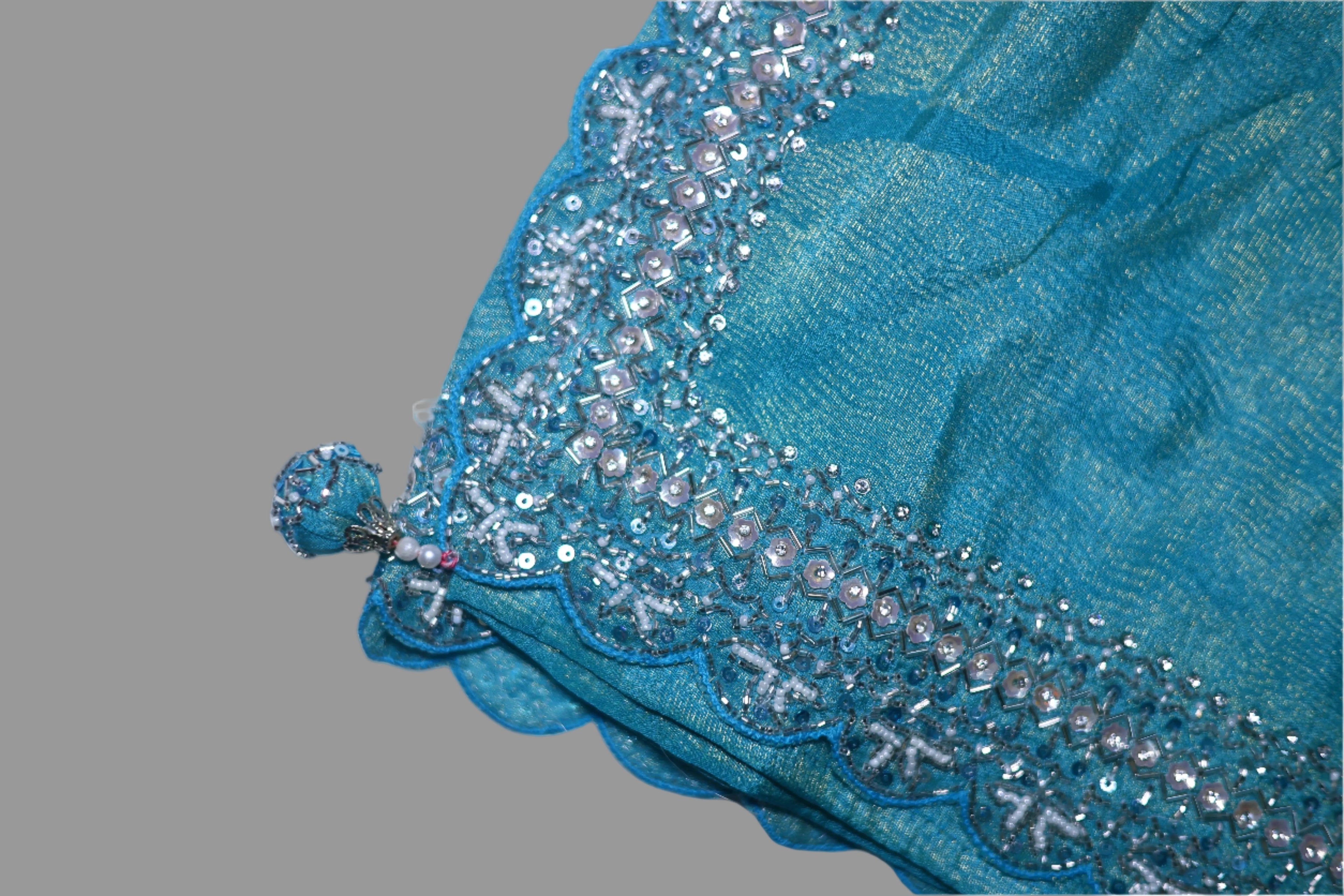 Kolkata Designer Saree with Intricate Hand Work - Premium Party Wear Silk Saree