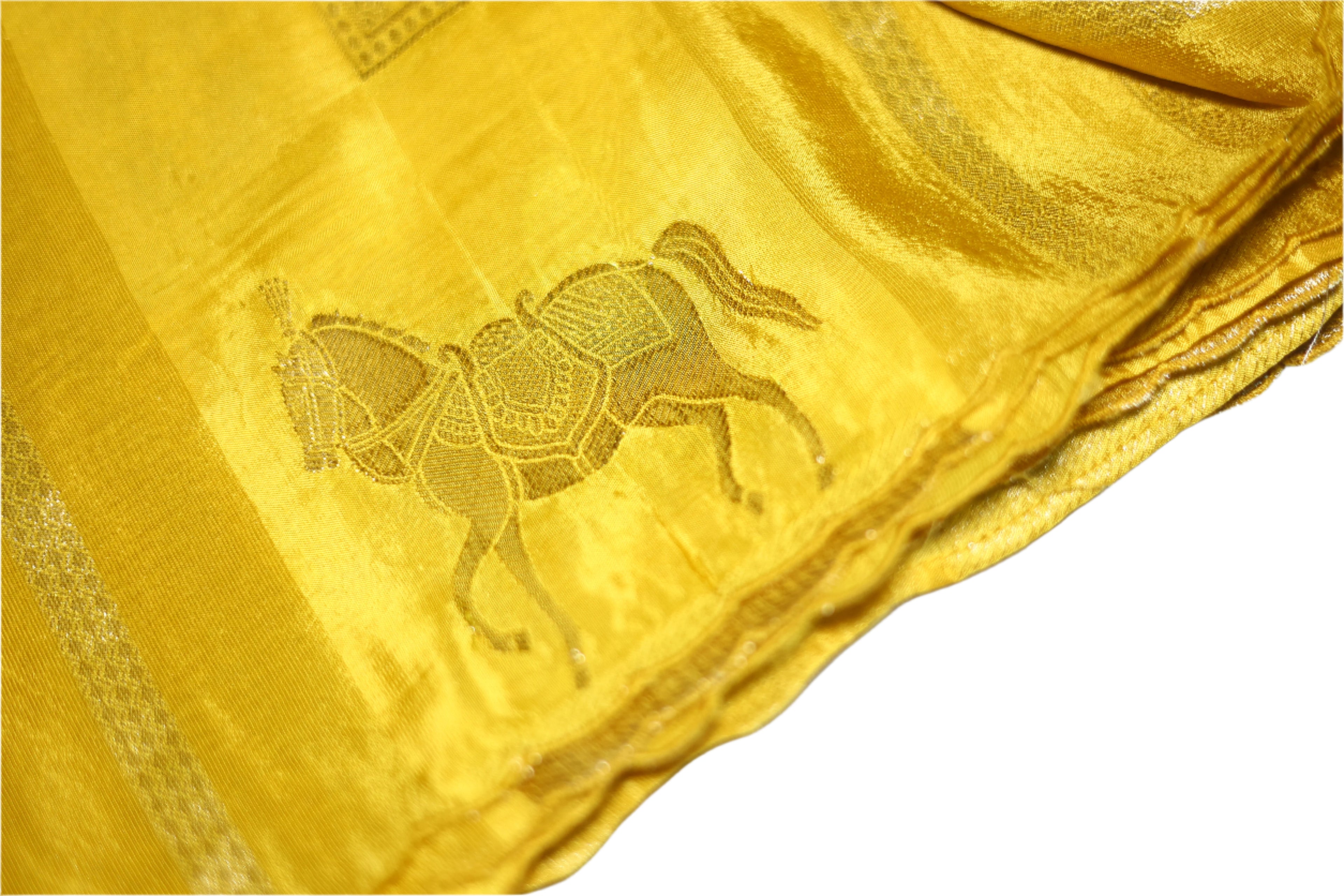 Bridal Haldi Banarasi Rangkat Saree - Pure Munga Silk for Wedding Ceremonies