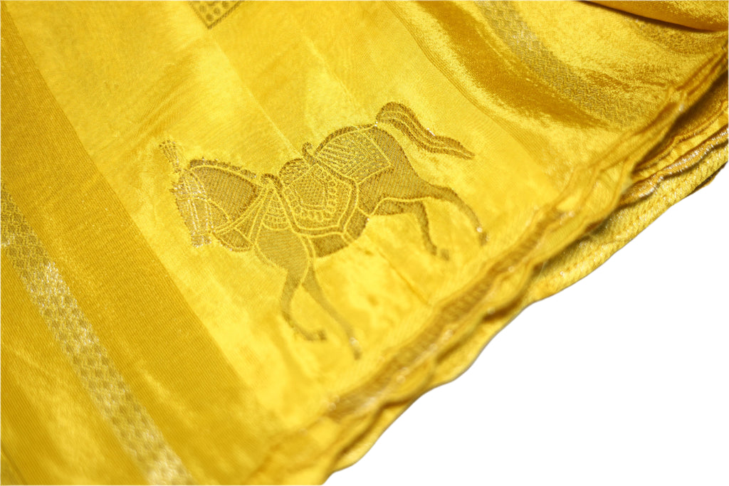 Bridal Haldi Banarasi Rangkat Saree - Pure Munga Silk for Wedding Ceremonies