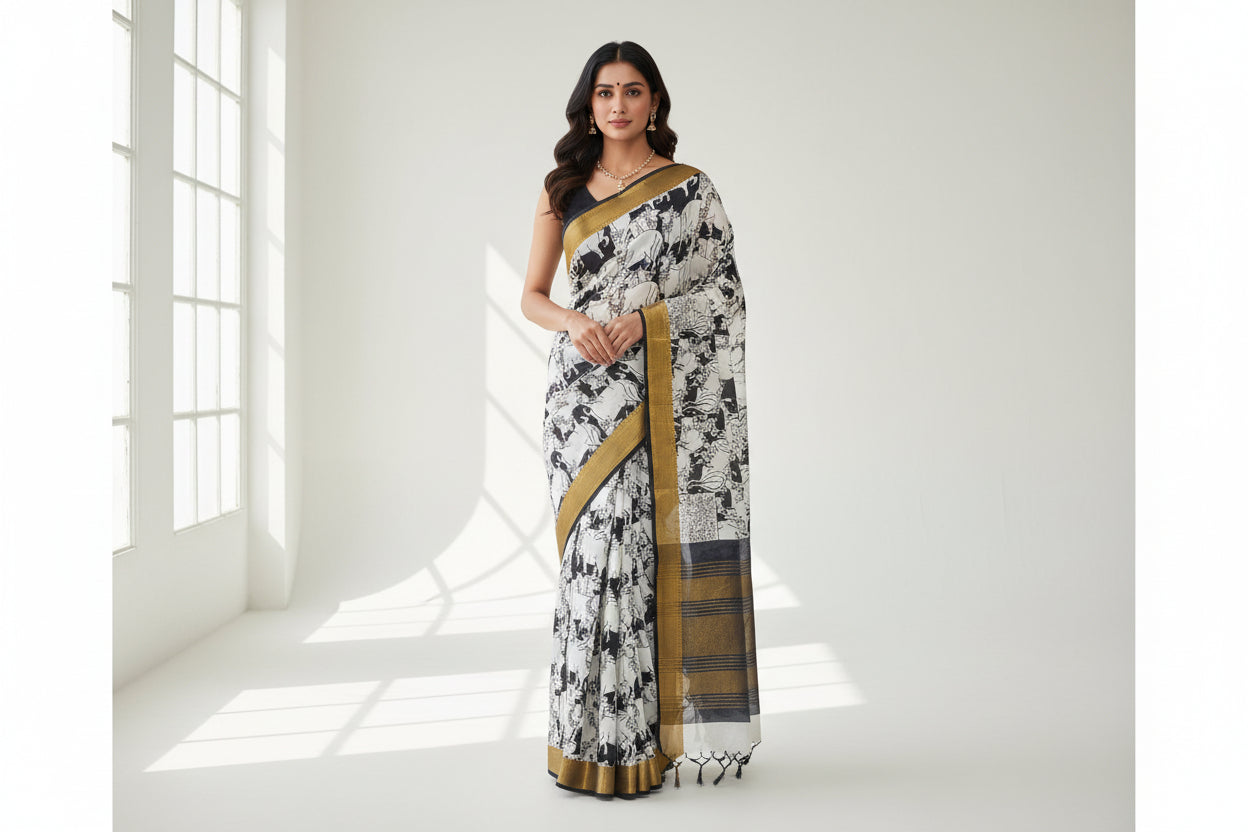 Handloom Mangalagiri Kankari Pattu Saree - Traditional Cotton Silk Weave