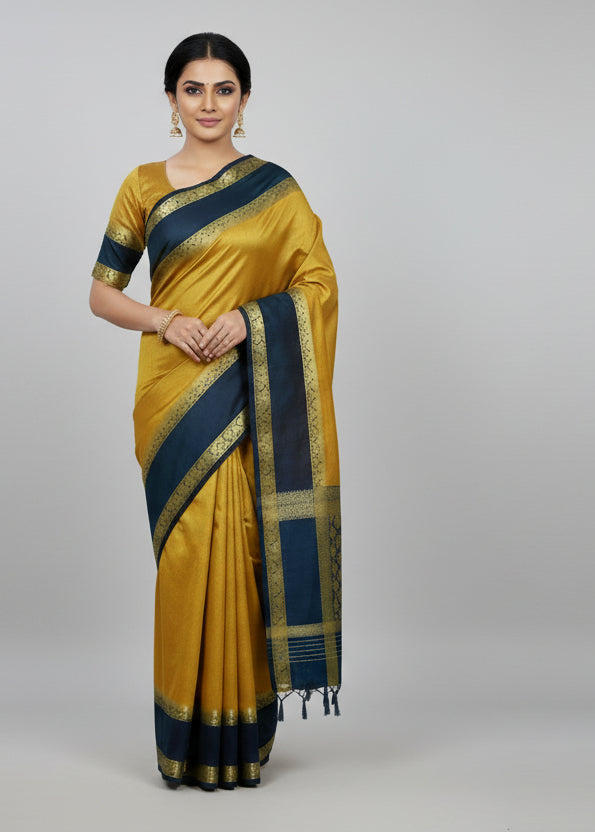 Mysore Silk Saree with Vintage Border - Silk Mark Certified