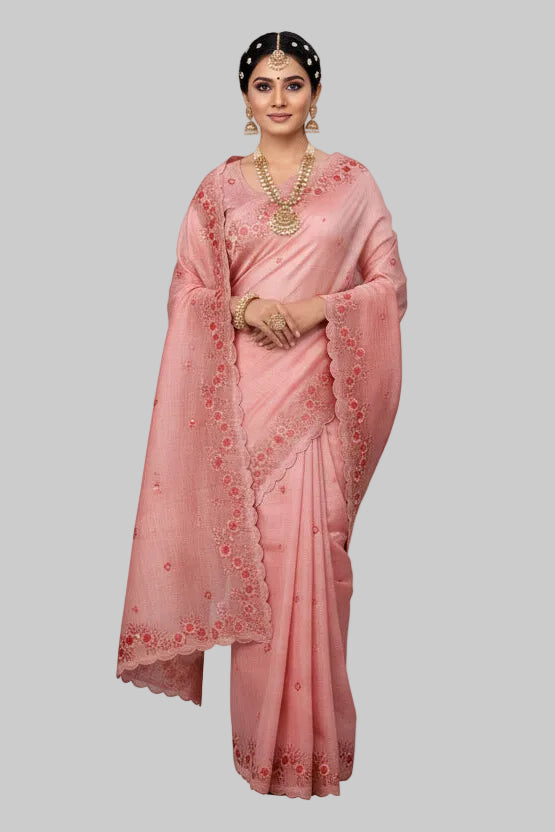 Kolkata Designer Kota Party Wear Saree with Elegant Lace Work