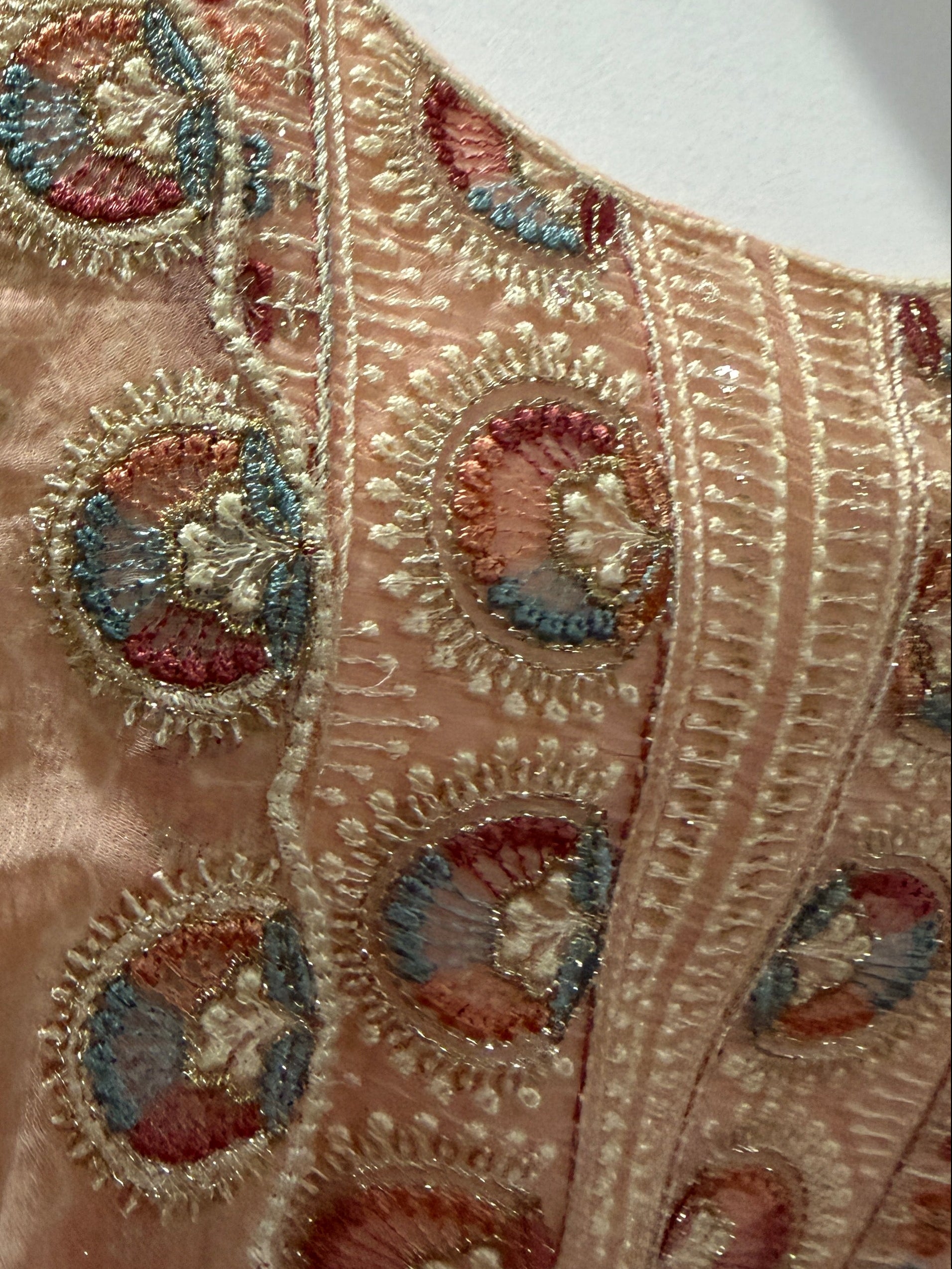 Peach color 3 piece straight Dress with scallop border Work | Festive Collection