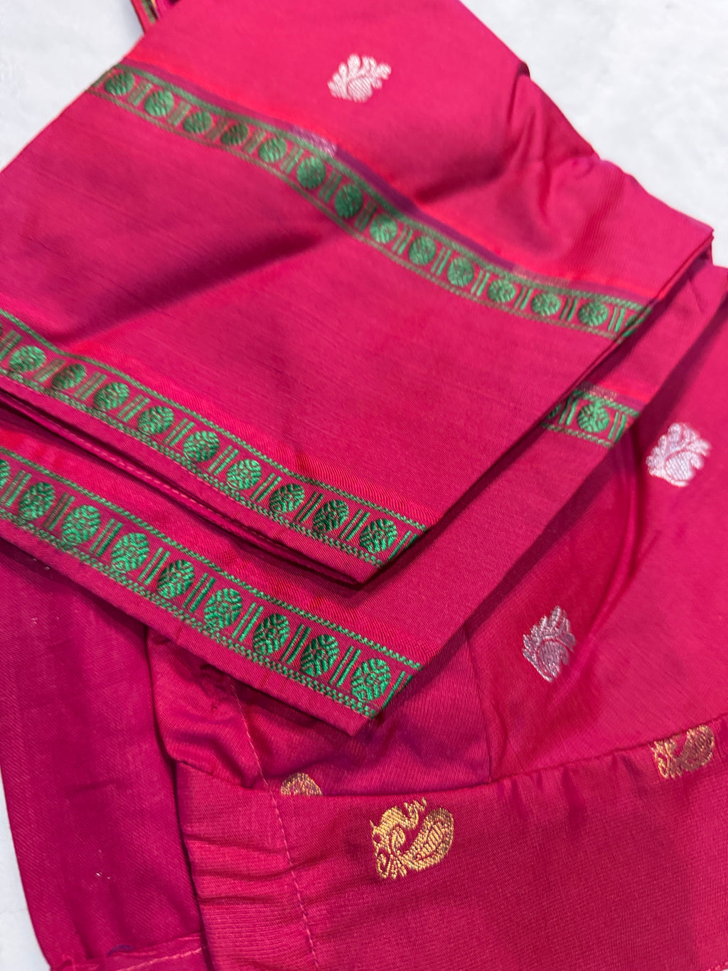 Festive Gray & Pink Gadwal Pattu Saree with Paithani Border | Ready-to-Wear Blouse Included"
