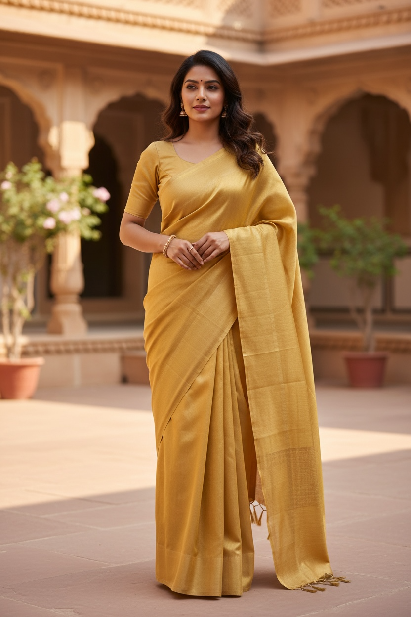 Gold Handloom Uppada Pattu Tissue Saree - Premium Silk