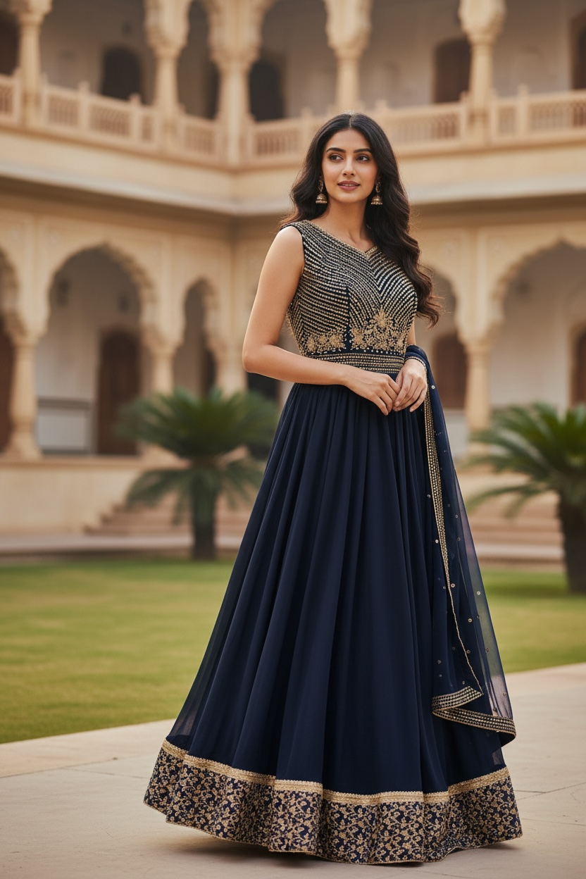 party wear anarkali dress 2 Piece - Elegant Indian Ethnic Color:Green/White Jacquard Ilfeld NM In every stitch in Asymmetric One-Shoulder Jacquard Mermaid