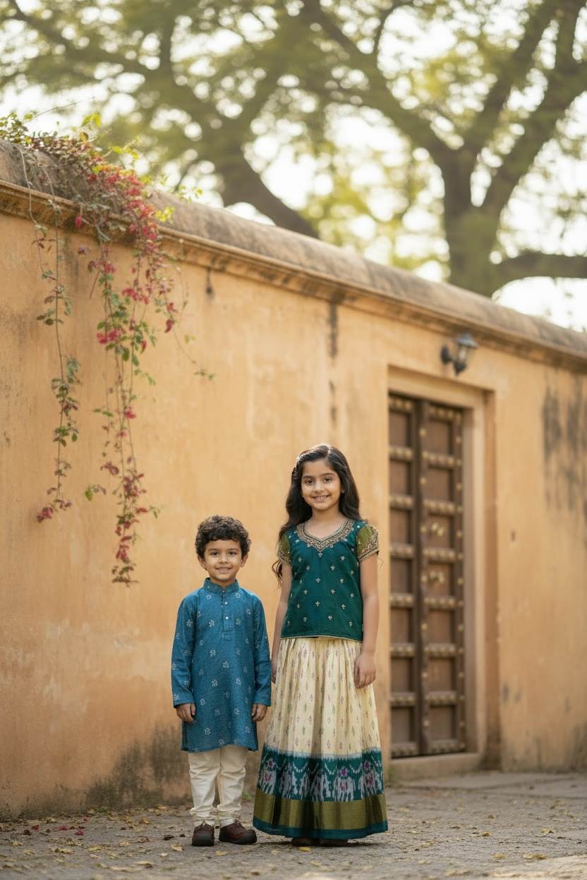 Handloom Pochampally Pattu Pavadai for Girls(4 to 5 year old )