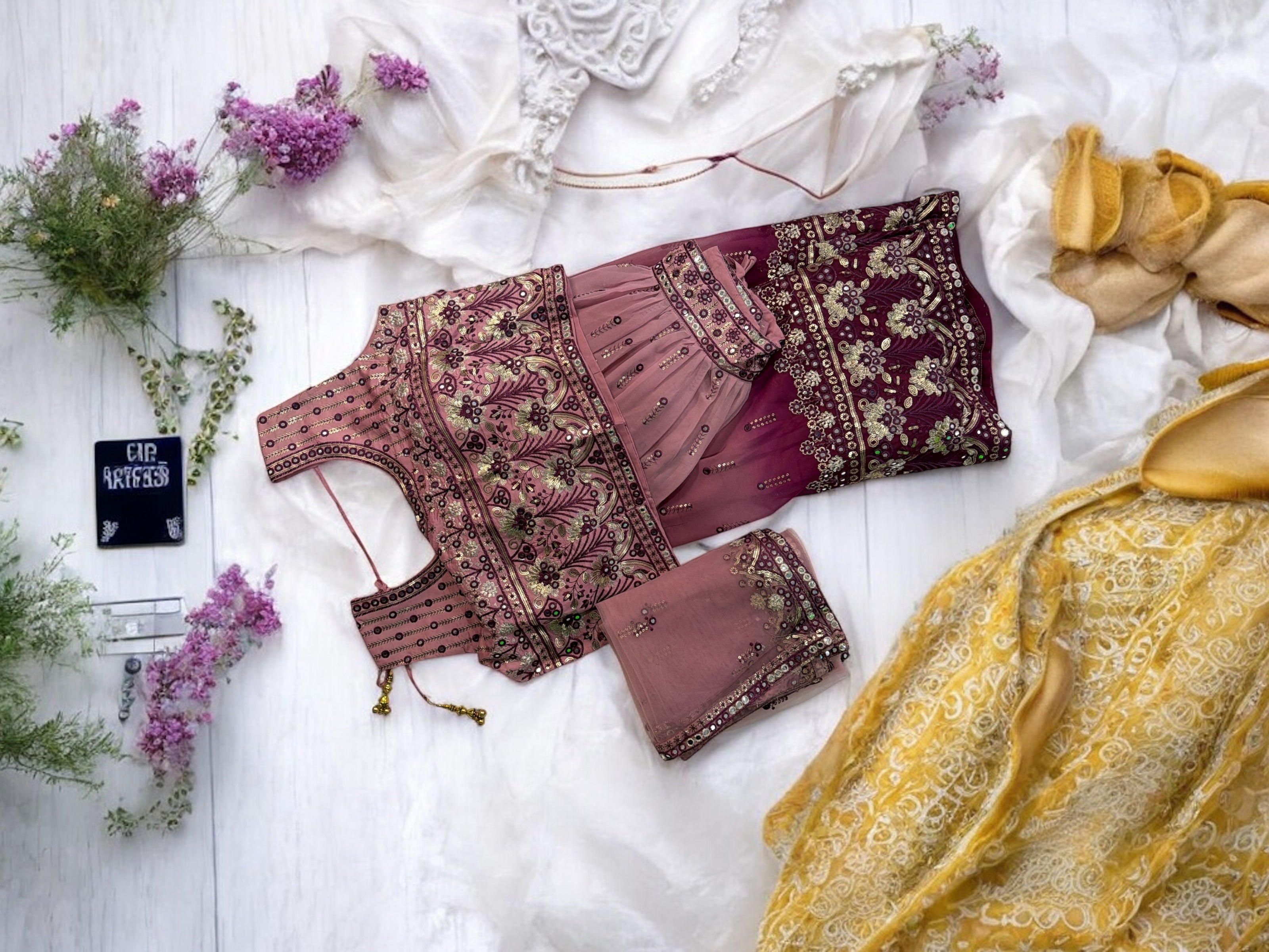 Beautiful Party Wear Lehenga with Ready-to-Wear Blouse & Dupatta - 3 Piece Set