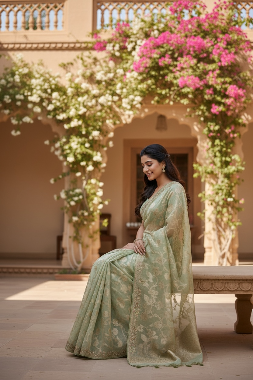 Kolkata Designer Kota Party Wear Saree - Elegant & Lightweight