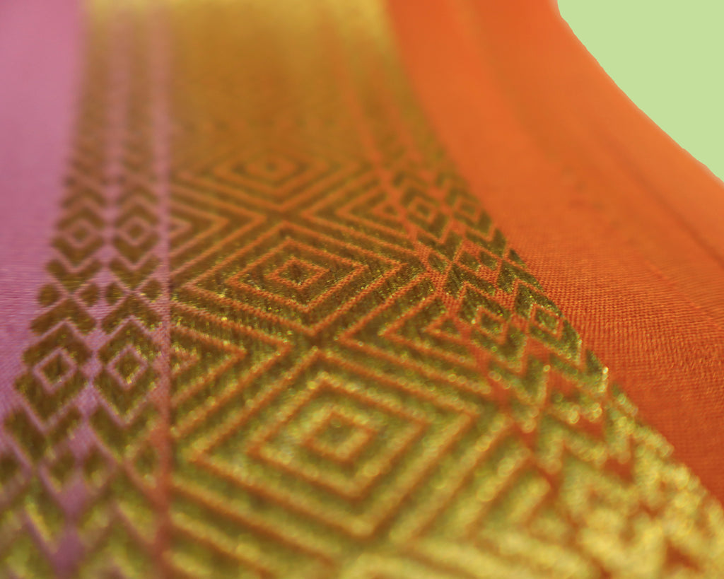 Pink and vintage border Mysore Silk saree with Silk Mark Certified