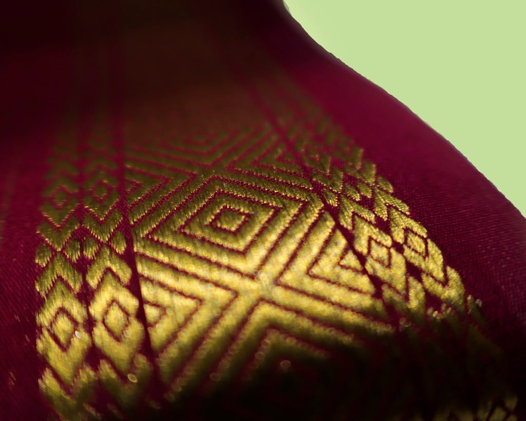 Pink and vintage border Mysore Silk saree with Silk Mark Certified