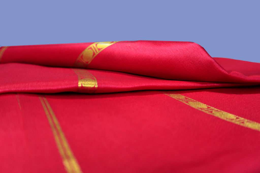 Rani Pink color with vintage small border Mysore Silk saree with Silk Mark Certified